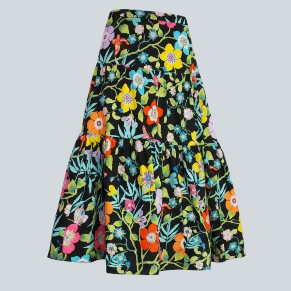J.Crew Floral Tiered Midi Skirt Liberty of London Collection Women's Size 2 - Picture 2 of 12